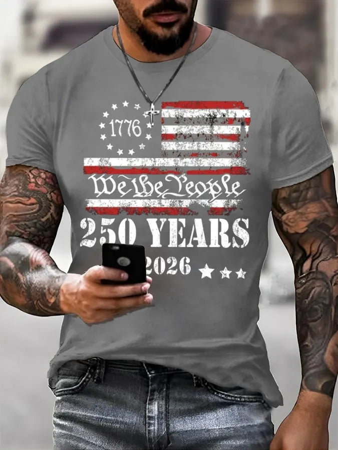 Men's 250th America Anniversary Casual Printed T-Shirt