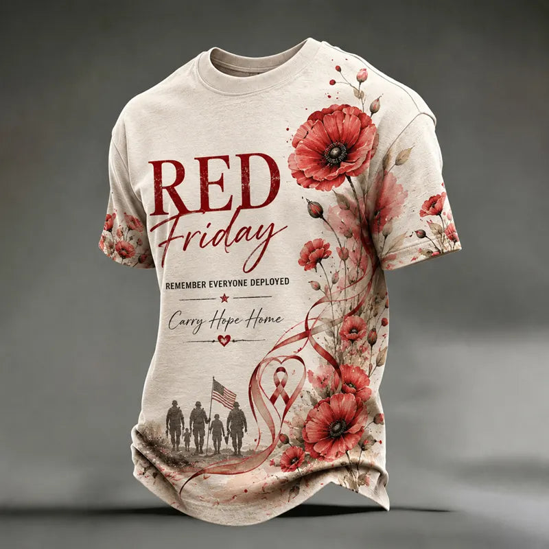 Men's Retro RED FRIDAY Art Print Casual T-Shirt