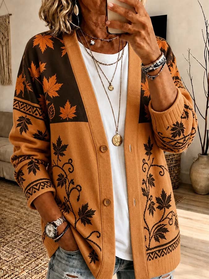 Women'S Casual Printed Cardigan