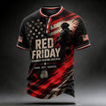 RED FRIDAY Remember Everyone Deployed Soldier Silhouette Tactical Graphic Henley T-Shirt