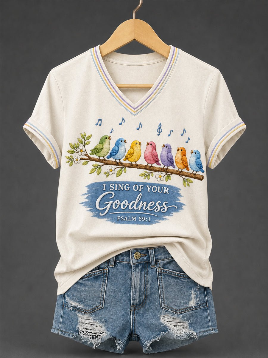 Classic I Will Sing Of The Goodness Of God Psalm 89:1 Christian Bird Short-Sleeved Shirt