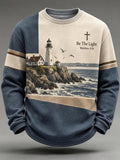 Men's "Faith" Print Waffle-Knit Crew-Neck Long-Sleeve T-Shirt