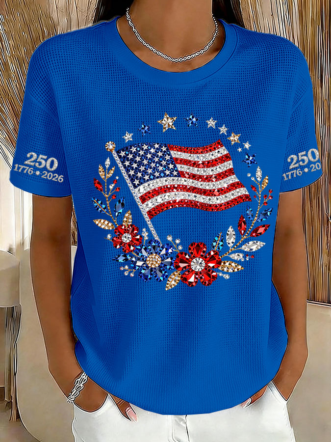 Women'S America Flag Printed Casual T-Shirt
