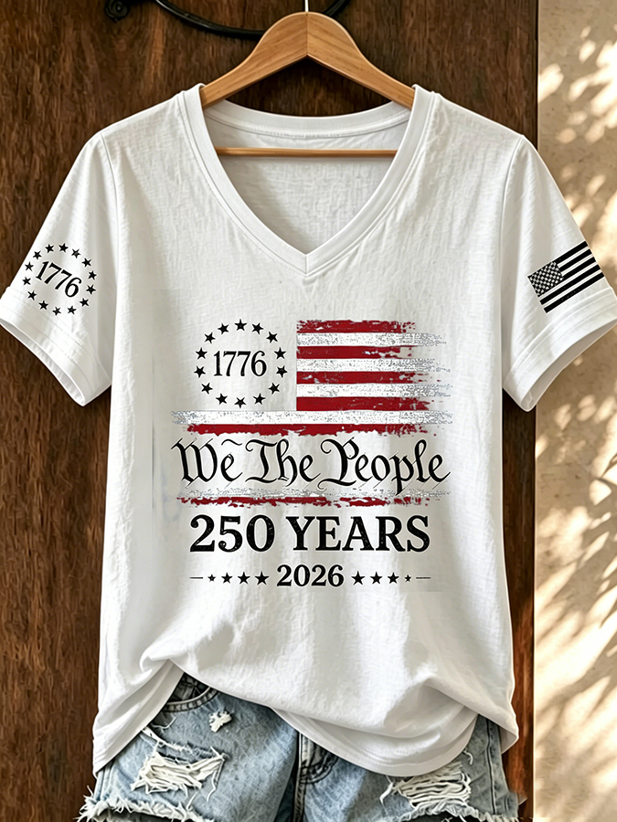 Women'S America Flag Printed Casual T-Shirt