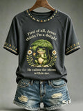 Women'S Casual Short-Sleeve T-Shirt With Faith & Mental Health Print