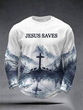 Men's Jesus Saves Printed Casual Top
