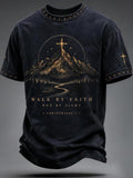 Men's "Faith" Print Crew-Neck Short-Sleeve T-Shirt