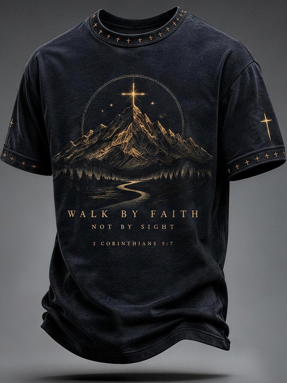 Men's "Faith" Print Crew-Neck Short-Sleeve T-Shirt
