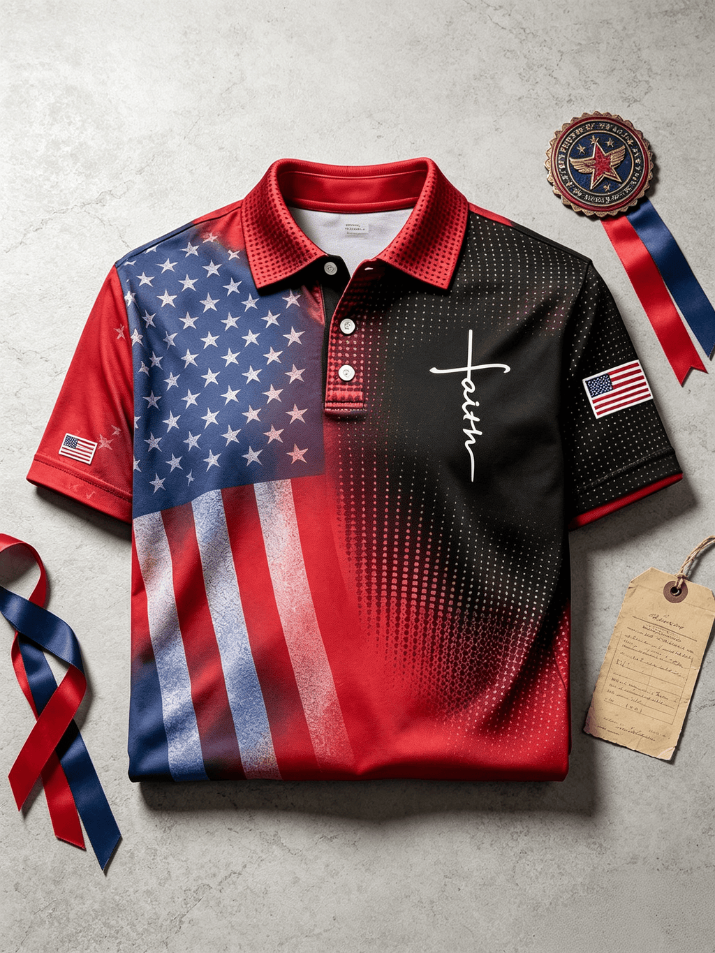 Men's Business Casual Faith Graphic Print Short Sleeve Polo Shirt