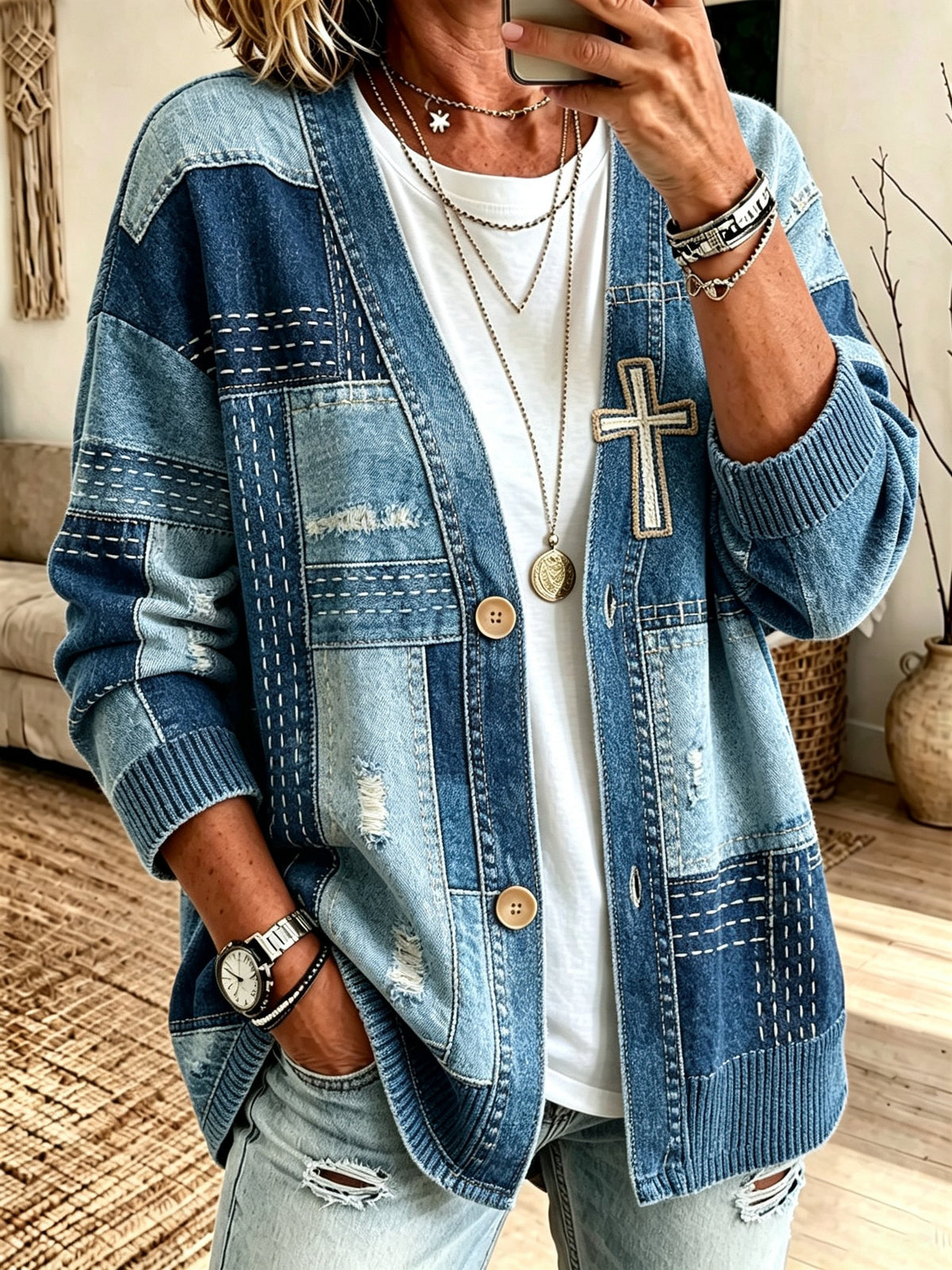 Women's Casual Printed Cardigan