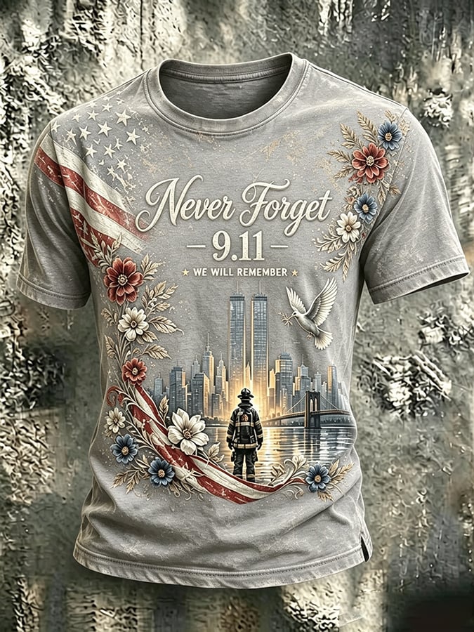 🕯️Men's 9.11 Never Forget Print Casual T-shirt