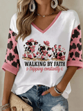 Women's Walking By Faith Tipping Constantly Mid-length Sleeves V-Neck T-Shirt