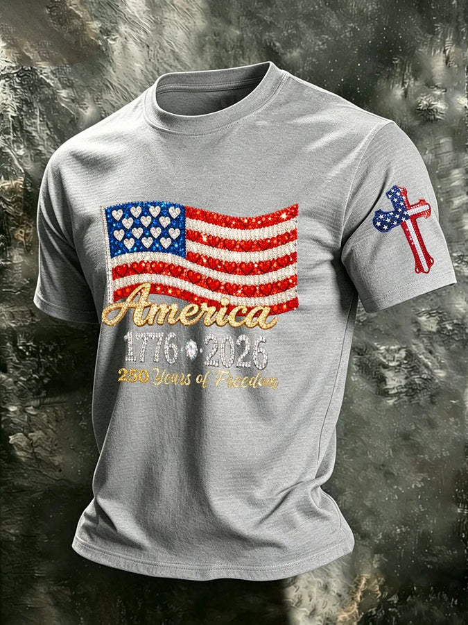 Men'S America Flag Print T Shirt