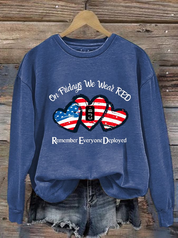 Women's On Fridays We Wear RED Printed Sweatshirt