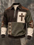 Men's Casual Faith Print Zip-Up Sweatshirt