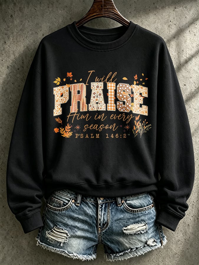 Women's Casual Printed Long-Sleeve Sweatshirt