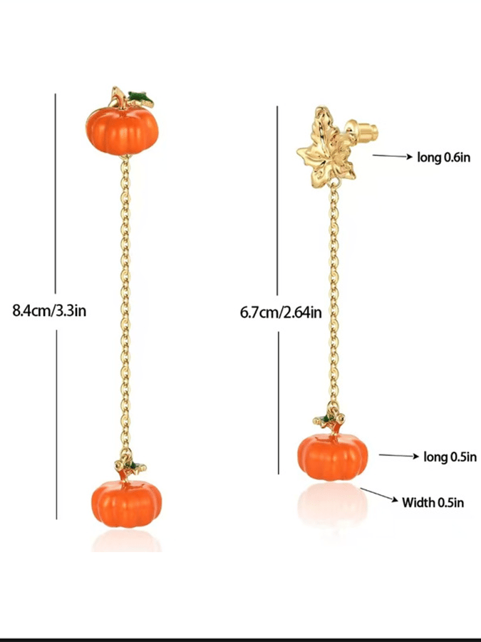 Halloween Pumpkin Ghost Maple Leaf Asymmetric Earrings