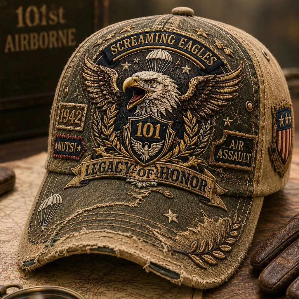 Vintage-style Veteran Print Casual Hat