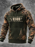 Men's Retro Christian Cross Print Casual Hoodie