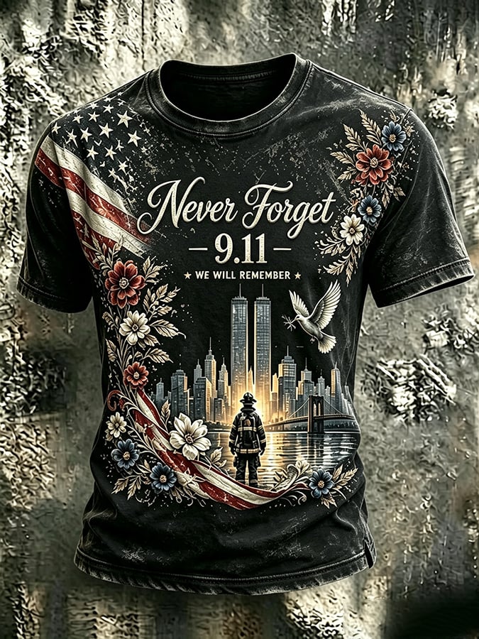 🕯️Men's 9.11 Never Forget Print Casual T-shirt