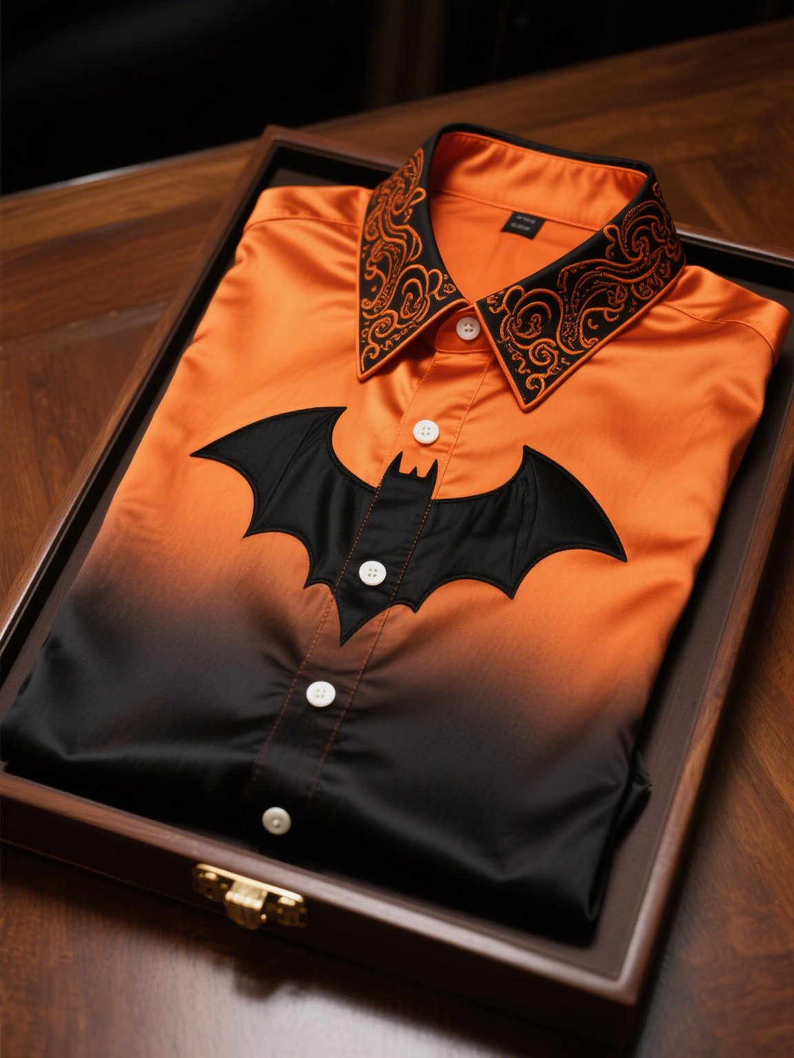 Men's Satin Luxe Halloween Long Sleeve Button Down Shirt