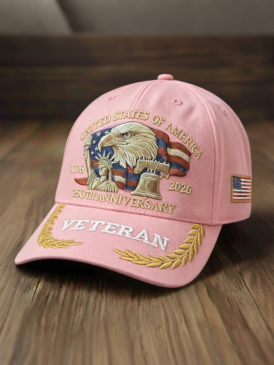 USA 250th Anniversary Veteran Embroidered Bald Eagle Patriotic Hat