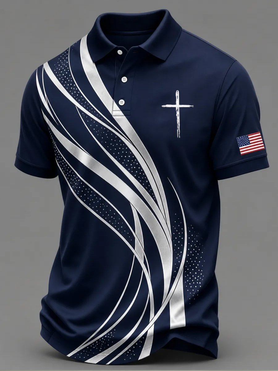 Men's Faith Print Casual Polo Shirt