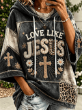 Women's Faith-Themed Color-Blocked Design Casual Hoodie