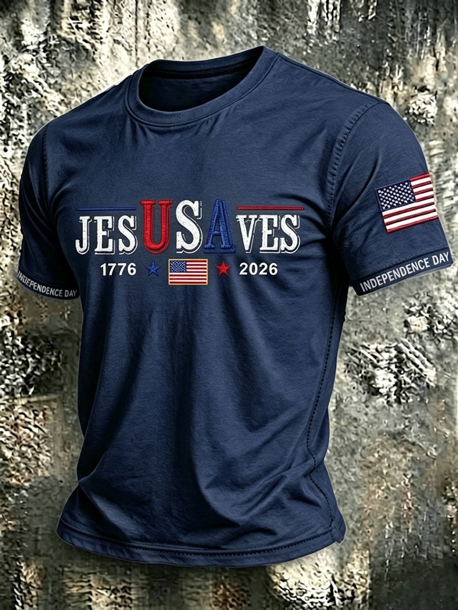 Men'S USA  Independence Day   Faith Art Printed T-Shirt