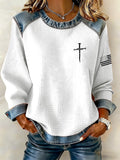 Women's Faith Cross  Waffle Sweatshirt