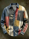 Men's Vintage Geometric Faith Long-Sleeve Shirt