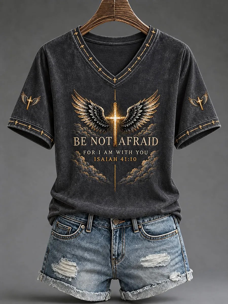 Women's "Be Not Afraid For I Am With You" Faith Print Casual T-Shirt