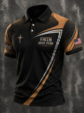 Men'S Casual "Faith" Print Polo Shirt
