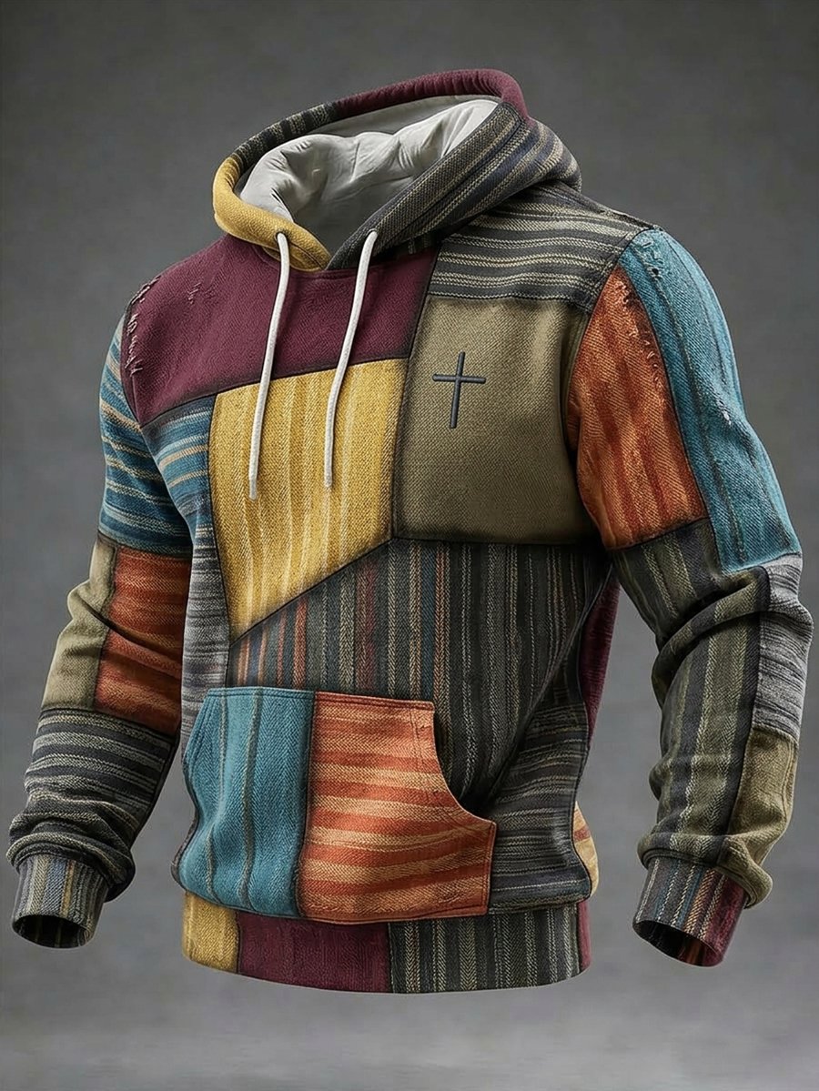 Men's Casual Faith Bauhaus Print Hooded