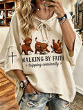 Women's Faith Cross Print Hooded Sweatshirt