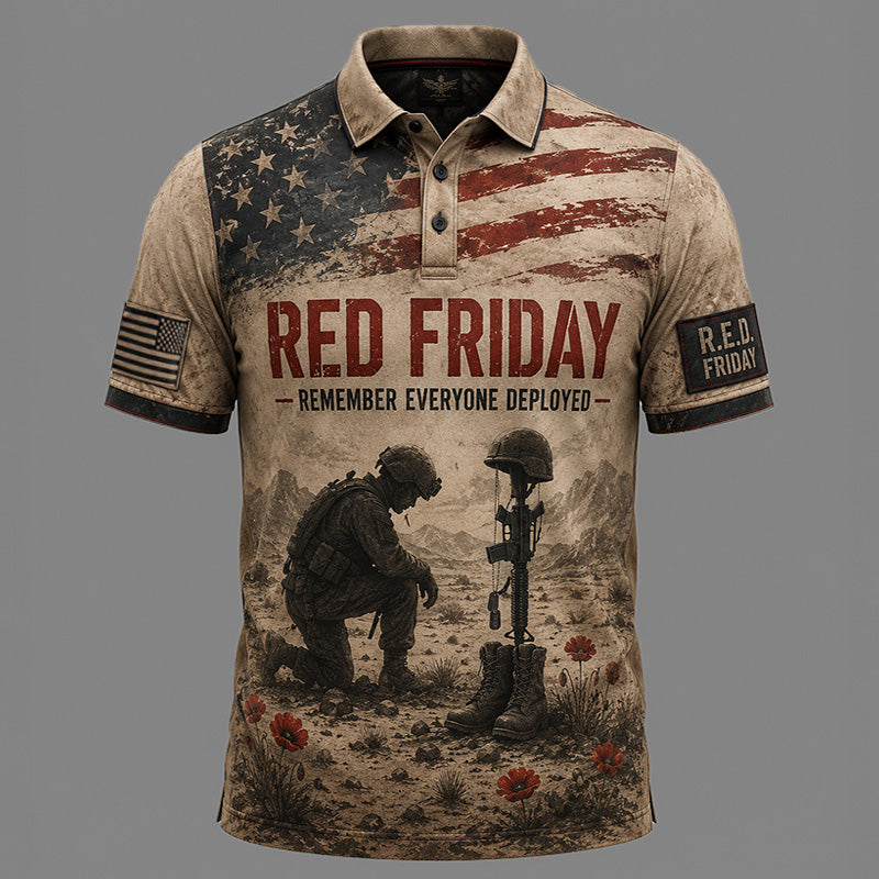 Red Friday Art Print Casual Polo Shirt