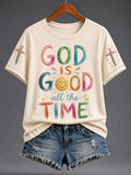 Women's Casual Crew-Neck T-Shirt with "Faith" Print