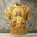 Men's Religious Jesus Art Print Casual T-Shirt