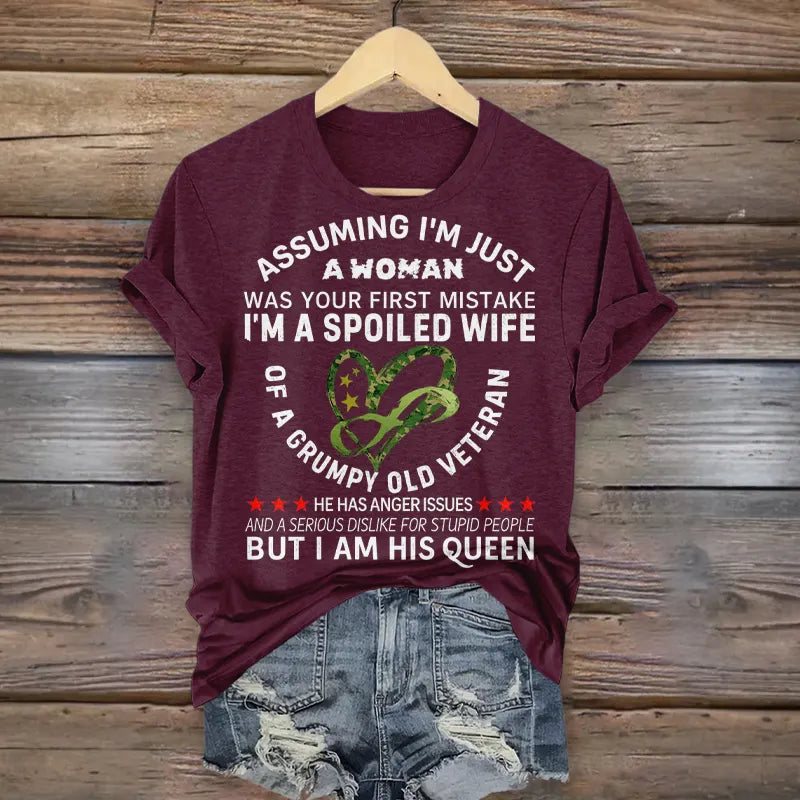 Women's Veteran Casual Printed T-shirt