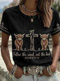 Women's Western Faith-Print Casual T-Shirt