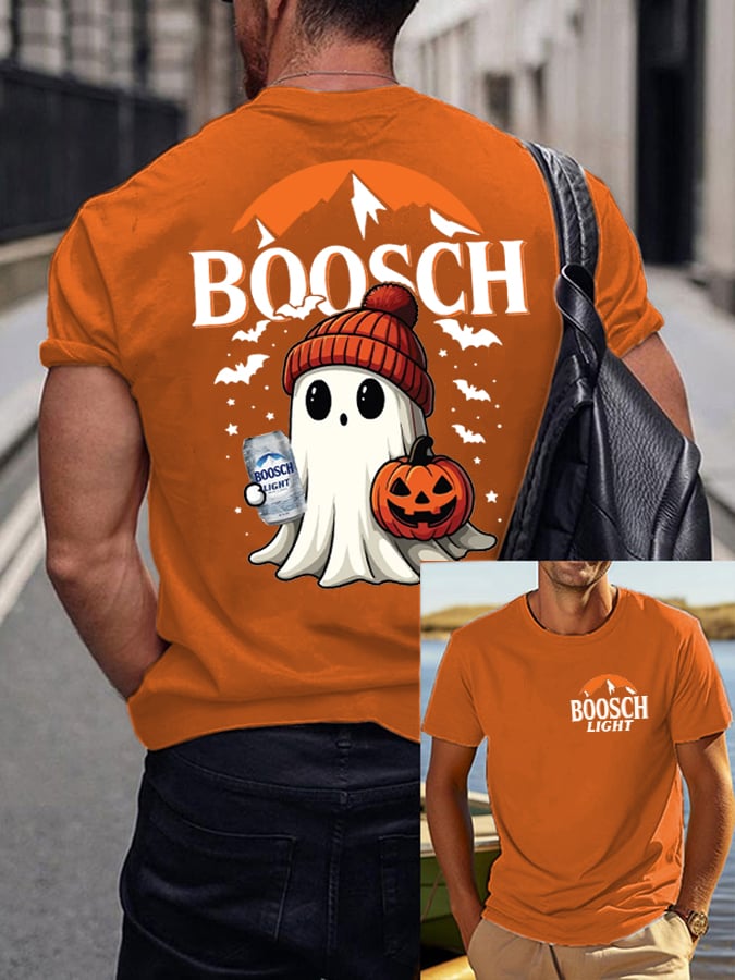 🔥Buy 2 Get 10% Off🔥Men'S  Retro Boosch Light Halloween Cute Ghost Pumpkin Printed Casual T-Shirt