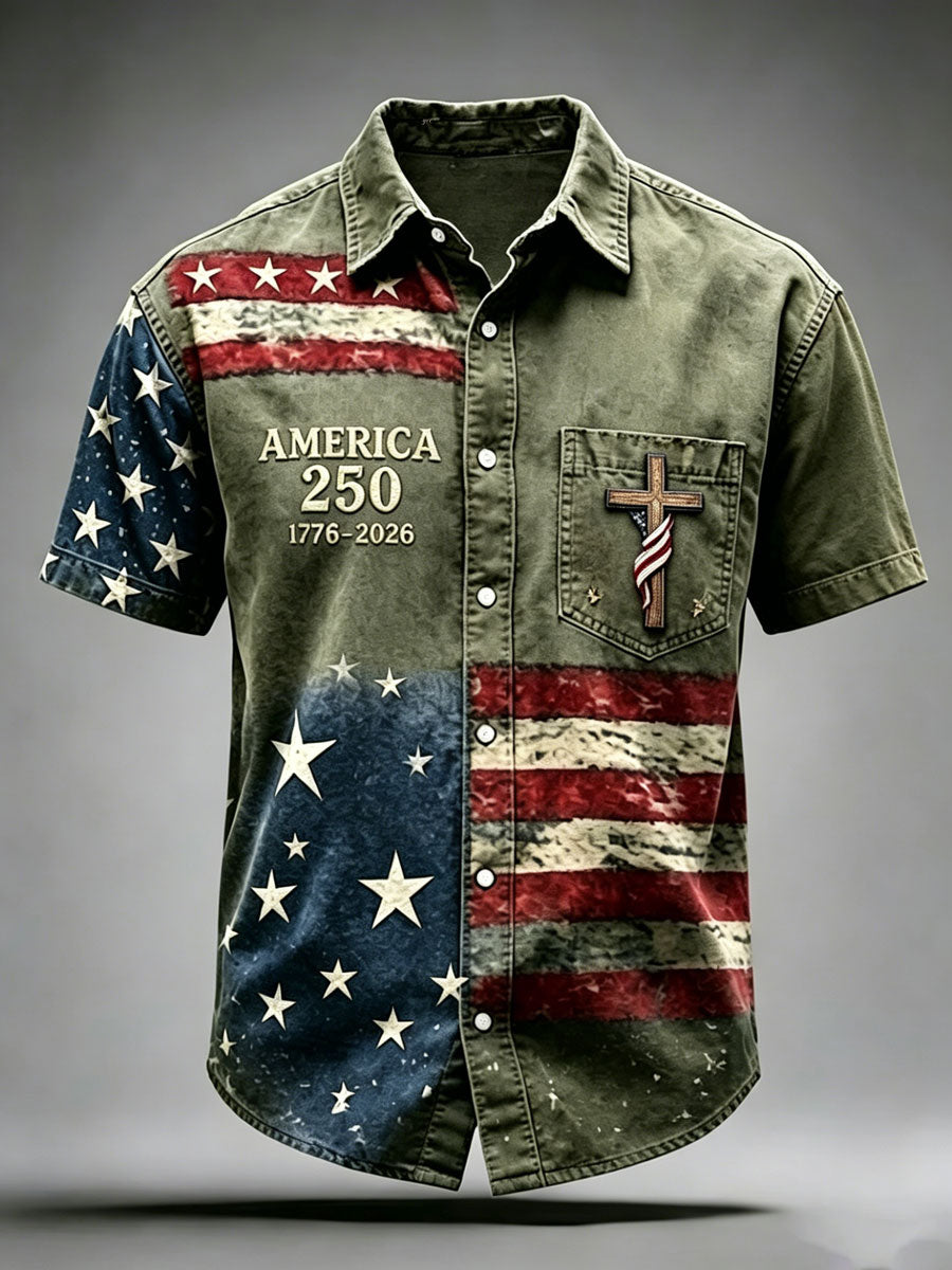 Men'S 250Th Anniversary National Faith Print  Shirt