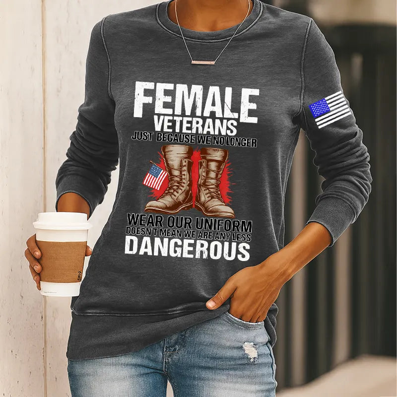 Women's Veteran Print Casual Sweatshirt