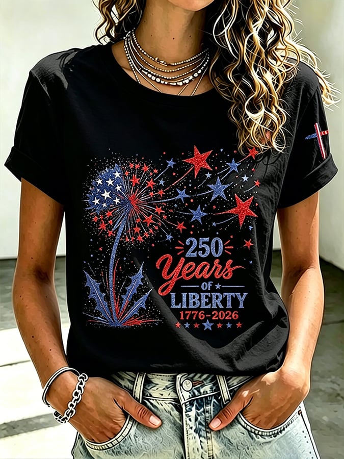 Women's America 250 1776-2026 Freedom  Faith Print T-shirt