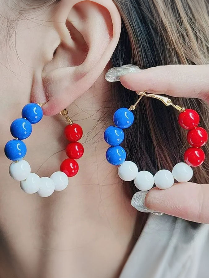 250Th Anniversary Red, Blue, And White Earrings For American Women