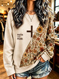Women's Vintage-Style "Faith" Print Sweatshirt
