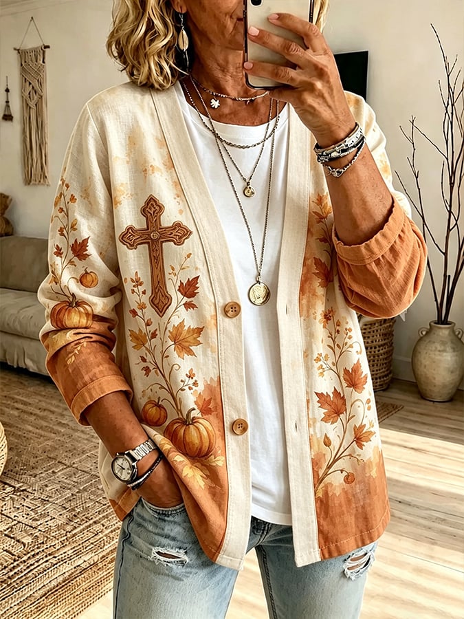 Women's Fall Art Print Top