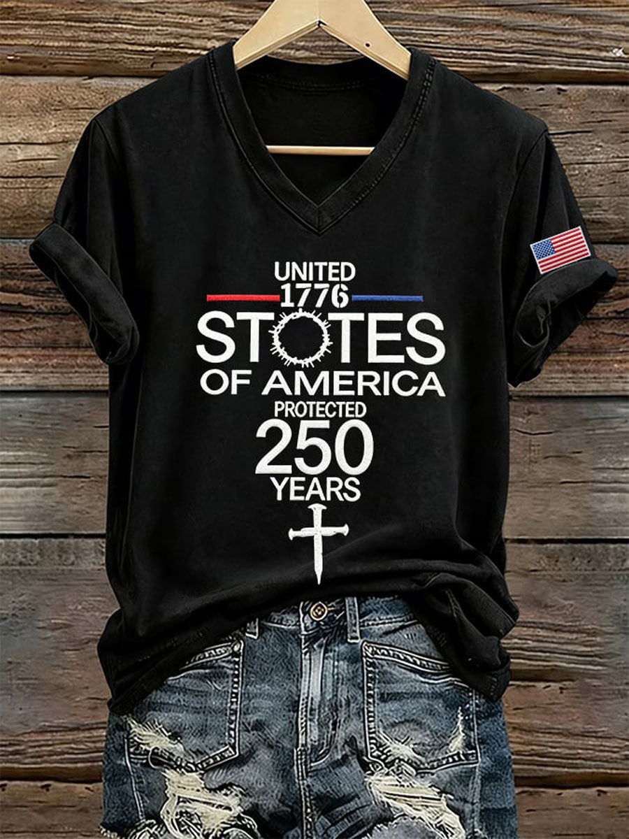 Women's America 250 1776-2026 Freedom Faith Print T-shirt