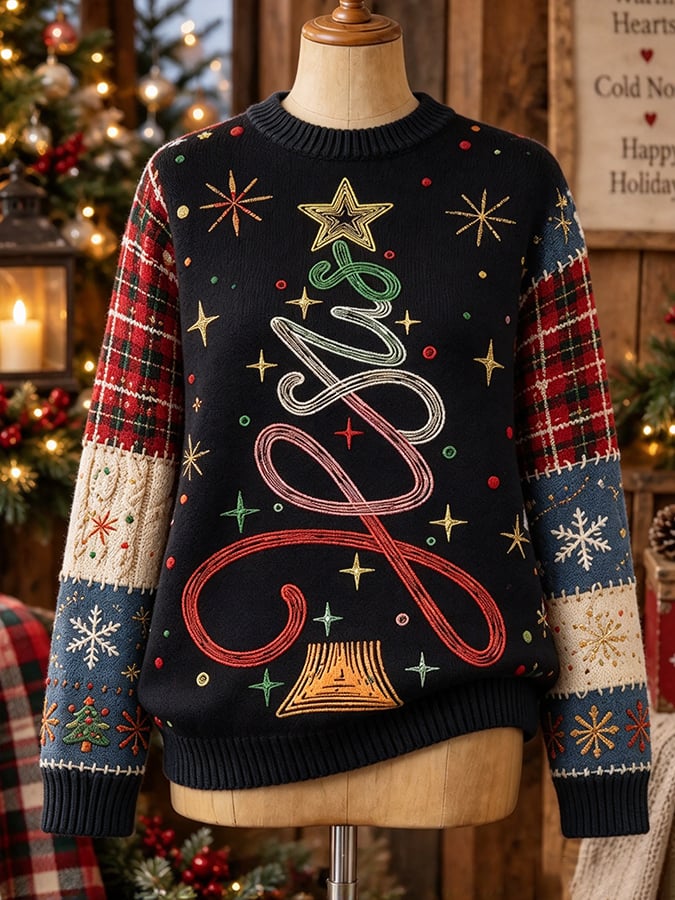 Women's Christmas Christian-themed Art Print Casual Knitwear