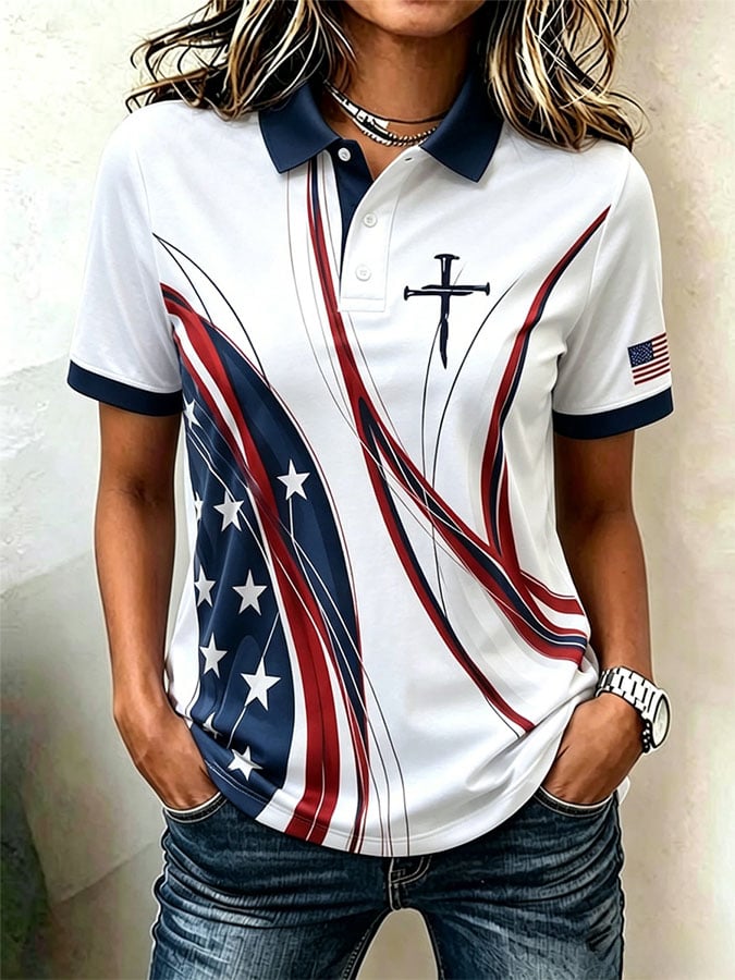 Women's Print Casual Polo Shirt